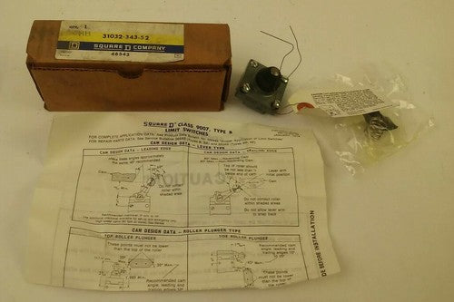 SQUARE D 31032-343-52 TOP ROLLER PLUNGER LIMIT SWITCH HEAD 31032343520