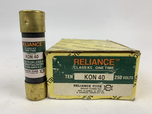 Reliance One-Time KON40 40A 250V Fuse "Lot of 10"0
