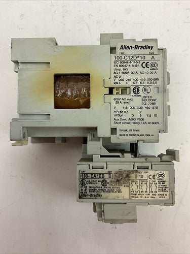 ALLEN BRADLEY STARTER (100-C12D*10 COIL 24VDC + 193-EA1EB 1.6-5.0A)3