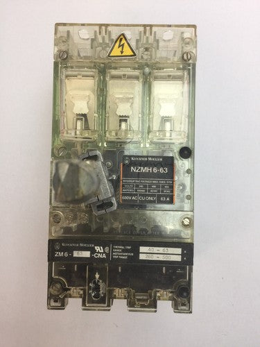 KLOCKNER MOELLER NZMH6-63 CIRCUIT BREAKER 600VAC 63A ZM6-63-CNA THERMAL TRIP 0
