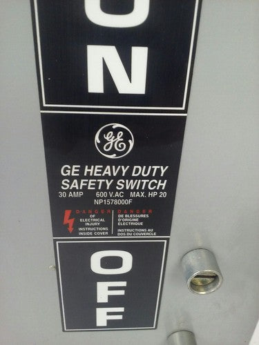 GE TH3361J MODEL 10 SAFETY SWITCH 3PH 30A 600V 20HP TYPE 1,5,12 ENCLOSURE1