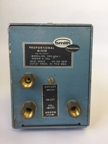 SMITH PROPORTIONAL MIXER 299-006-1 ARGON &CO2 INLET PRESS 50-100 PSIG OUTLET 0