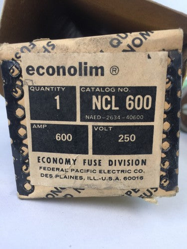 ECONOMY ECONOLIM NCL-600 CURRENT LIMITING FUSE 600A 250VAC CLASS RK11