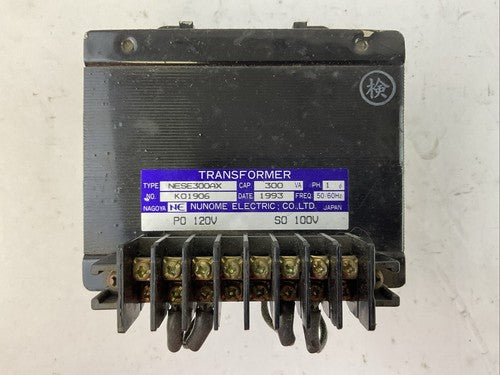 NUNOME ELECTRIC NESE300AX TRANSFORMER 300VA 3PH 50/60HZ PO 120V SO 100V0