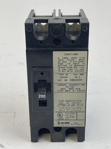 CHALLENGER - CB2200L SERIES A -  CIRCUIT BREAKER - 200A/2 POLE/240 VAC2