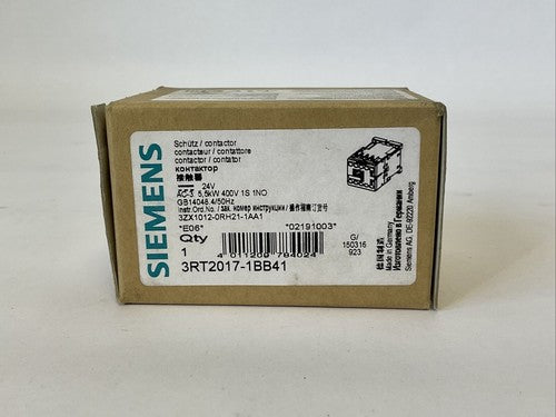 SIEMENS 3RT2017-1BB41 CONTACTOR COIL 24VDC0