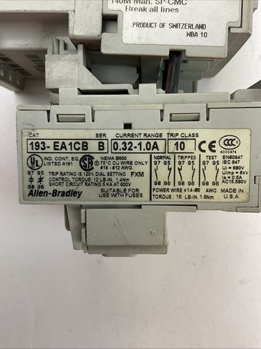 ALLEN BRADLEY STARTER (100-C09E*10 COIL 24VDC + 193-EA1CB 0.32-1.0A)2