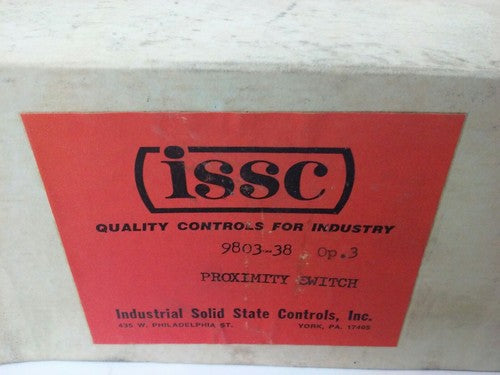 ISSC 9803-38 SOLID STATE METALLIC PROXIMITY SWITCH, 90-250VAC, 50/60HZ, 6VA, NEW1