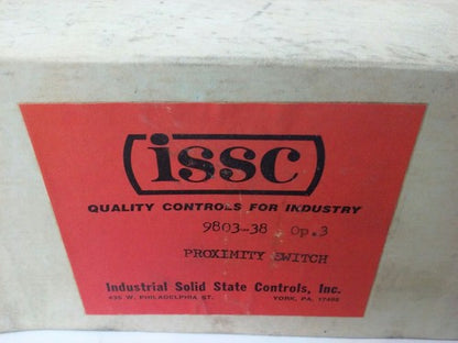 ISSC 9803-38 SOLID STATE METALLIC PROXIMITY SWITCH, 90-250VAC, 50/60HZ, 6VA, NEW1