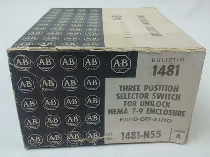 ALLEN BRADLEY 1481-N55 SER.A, 3 POSITION SELECTOR SWITCH, NEMA 7-9 ENCLOSURE1