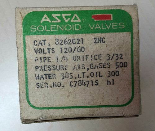 ASCO 8262C21 - VALVE 3/32" ORIFICE, 1/4" PIPE 120/60v2
