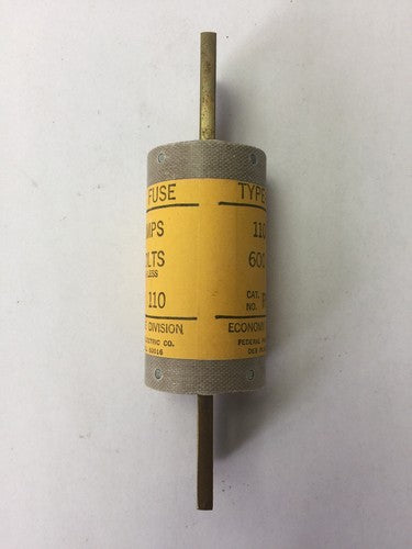 ECONOMY FUSE DIVISION RFC 110 TYPE-RF FUSE 110 AMP 600 VOLTS FEDERAL PACIFIC2