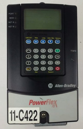 ALLEN BRADLEY POWER FLEX 70 20A-D2P1A0AYNNENN SER. A,3PH,480V, 1HP, W/ 20-HIM-A311