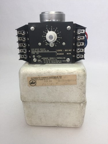 ATC 321B014A01F1XX TIME DELAY RELAY 120V 60HZ 0-10 MIN 115VAC-10A 230VAC 5A 0