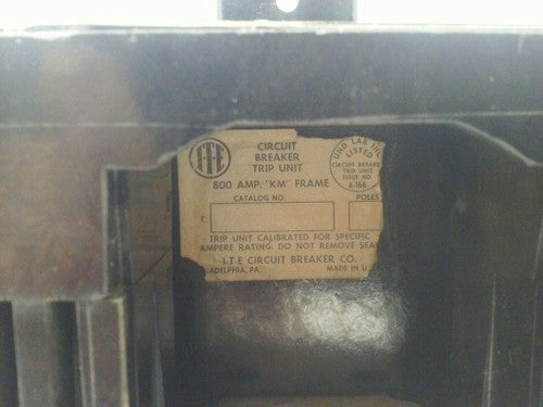 ITE CIRCUIT BREAKER FRAME KM3F800 3P 800A 600VAC 600A TRIP UNIT5