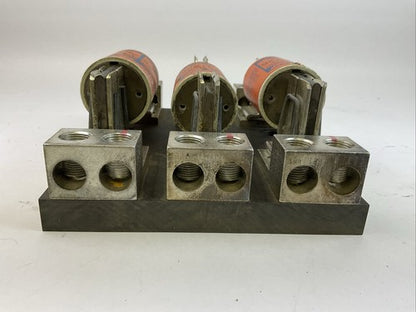 GOULD 64033J FUSE BLOCK 600V 400AMP 3POLE CLASS J AMP-TRAP 2000 AJT225 FUSE 225A3