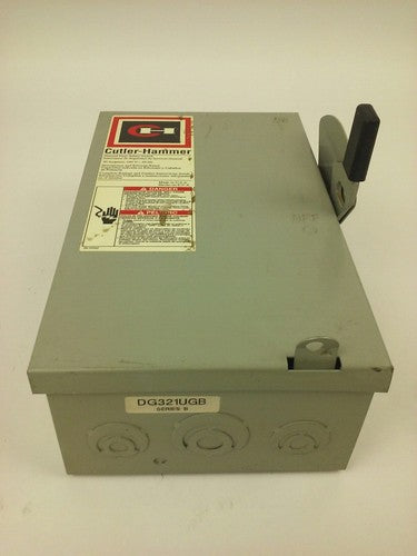 CUTLER-HAMMER DG321UGB, SER. B, SAFETY SWITCH, 30A, 240V, 3P, 60HZ, TYPE 1, USED0
