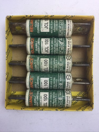 RELIANCE JCL100 CLASS J CURRENT LIMITING FUSE 100AMP 600VAC (LOT OF 5)0