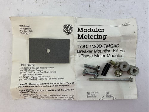 GE TMTQD2 MODULAR METERING TQD/TMQD/TMQAD BREAKER MOUNTING KIT FOR 1-PHASE METER0