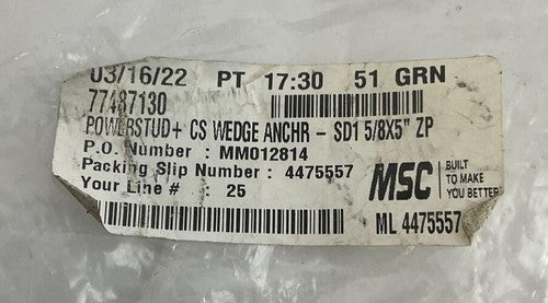 MSC 77487130 POWERSTUD WEDGE ANCHOR 5/8 X 5" ***LOTOF10***0