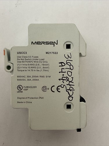 MERSEN USCC3 M217522 FUSE HOLDER USE CLASS CC FUSES 600V 30A 200kA1