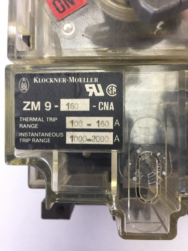 KLOCKNER MOELLER NZM9-250 CIRCUIT BREAKER 600VAC 225HP 250A ZM9-160-CNA THERMAL 2