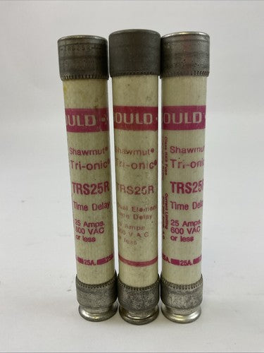 GOULD SHAWMUT TRI-ONIC TRS25R TIME DELAY FUSE 600VAC 25A (LOT OF 3)0