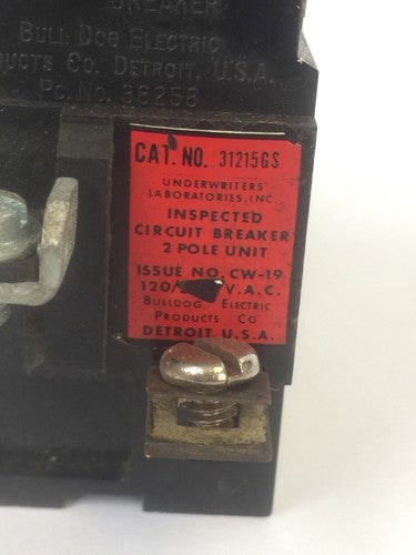 BULL DOG ITE 31215GS PUSHMATIC CIRCUIT BREAKER 15A 2POLE 120VAC1