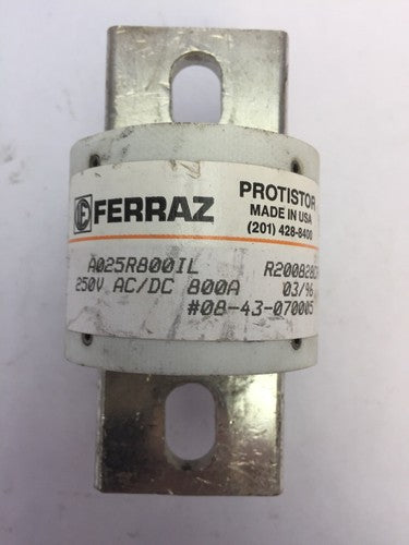 FERRAZ A025R800IL PROTISTOR FUSE 250V AC/DC 800A R200828CF00 (LOT OF 3)0