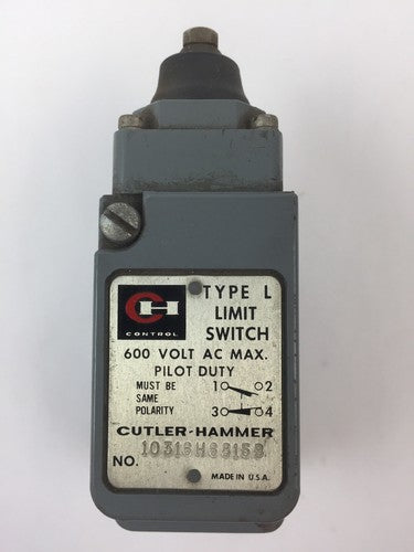 CUTLER HAMMER 10316H6815B TYPE L LIMIT SWITCH 600VAC 0