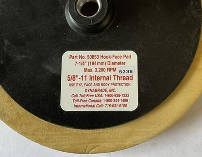 DYNABRADE 50853 HOOK-FACE PAD 7-1/4" DIAMETER 5/8"-11 INTERNAL THREAD1
