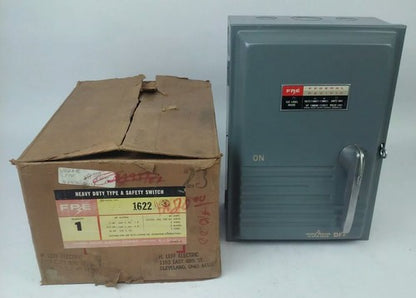 FPE 1622 1622R TYPE A FUSIBLE SAFETY SWITCH 3P, 60A, 240V, 3 WIRE, 2 BLADES 0