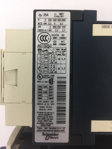 TELEMECANIQUE LC1D09BL CONTACTOR LRD04 OVERLOAD RELAY LAD4TBDL 24V1