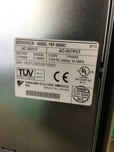 YASKAWA FSP-30AMC SERVOPACK 0-230V 3PH 24 AMP AC SERVO DRIVE AMPLIFIER1