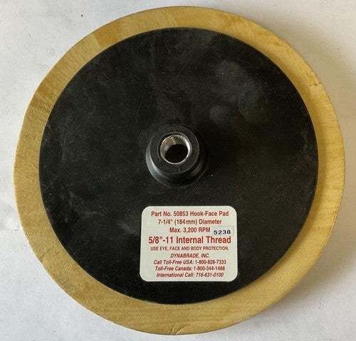 DYNABRADE 50853 HOOK-FACE PAD 7-1/4" DIAMETER 5/8"-11 INTERNAL THREAD0