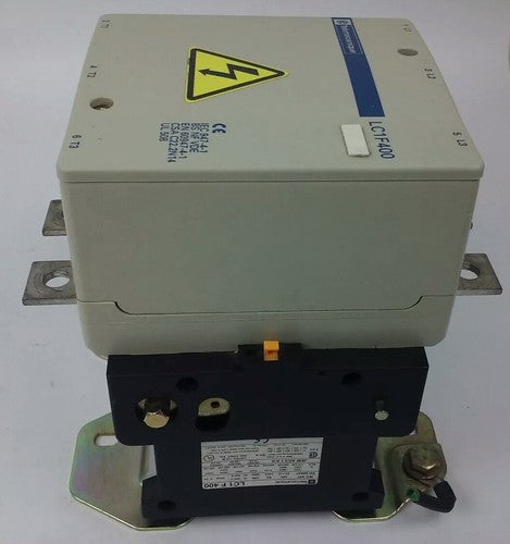 TELEMECANIQUE LC1F400 CONTACTOR, 3PH, 3P, 600V, 420A, 300HP,W/ LX9FJ910 24V COIL3