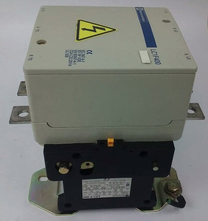 TELEMECANIQUE LC1F400 CONTACTOR, 3PH, 3P, 600V, 420A, 300HP,W/ LX9FJ910 24V COIL3