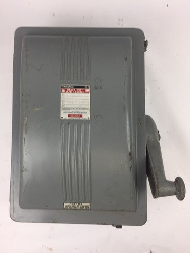 WESTINGHOUSE AHU363 HEAVY DUTY SAFETY SWITCH 600 VAC 100 AMP NEMA 1A0