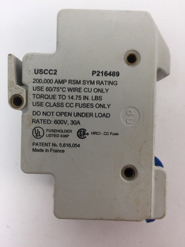 FERRAZ SHAWMUT USCC2 FUSE HOLDER 600V 30A WITH ATDR8 FUSES 8A 600VAC1