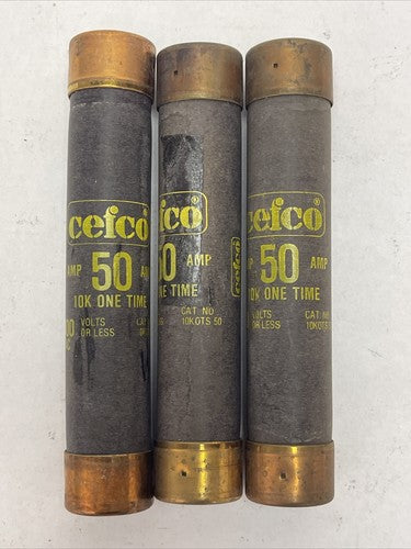CEFCO 10KOTS50 10K ONE TIME FUSE 600VAC 50AMP CLASS H (LOT OF 3)0