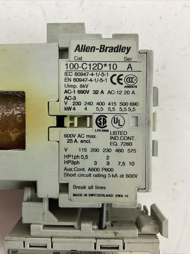 ALLEN BRADLEY STARTER (100-C12D*10 COIL 24VDC + 193-EA1EB 1.6-5.0A)1