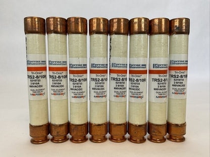 FERRAZ SHAWMUT TRS2-8/10R 2 8/10A 600V TRI-ONIC FUSE DUAL ELEMENT (LOT OF 8)0