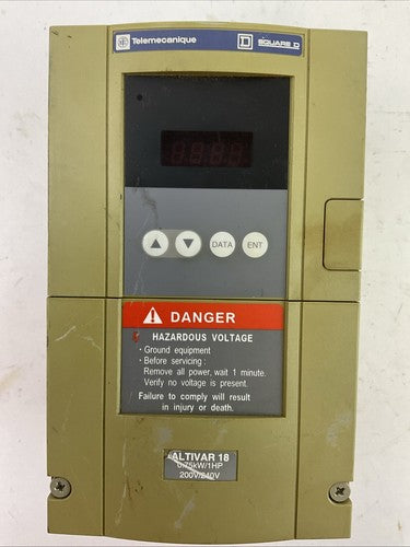 TELEMECANIQUE ATV18U18M2 DRIVE 200/240V MOTOR RATING 1HP 0.75kW SQUARE D0