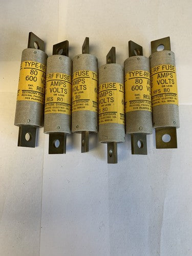 Economy Fuse RFS80 80A 600V Type-RF Fuse "Lot of 6"0