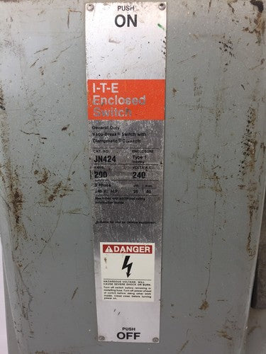 ITE JN424 VACU-BREAK SWITCH WITH CLAMPMATIC CONTACTS 200 AMPS 240 VAC 3 PHASE1