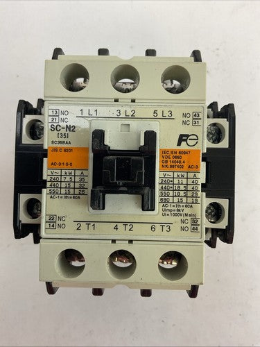 FUJI SC-N2 SC35BAA CONTACTOR 3NC1 600VAC 3PH 30HP 60A COIL 220-240V 60HZ0