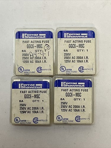 FERRAZ SHAWMUT GGC6-MSC FUSE 6A 250VAC (20 TOTAL FUSES)0