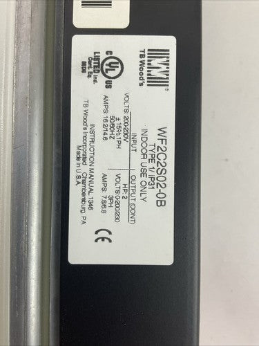 TB WOOD'S WF2C2S020B SENSORLESS VECTOR DRIVE OUTPUT 2HP 0-200/230V 3PH 7.8/6.8A2
