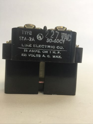 LINE ELECTRIC STA-2A RELAY 25AMP 1HP 227VAC 50-60CY1