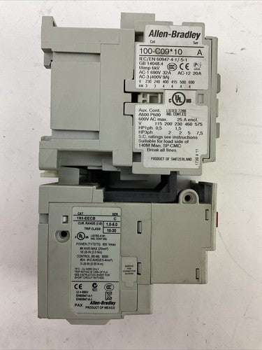 ALLEN BRADLEY STARTER (100-C09*10 SER A COIL 120V + 193-EECB SER C 1.0-5.0A)3